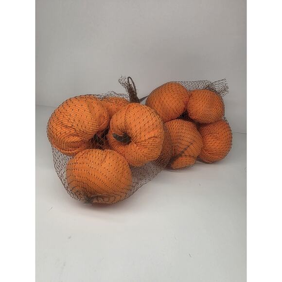 Bag Of Knit Fabric Pumpkins Arts & Crafts Decor Perfect Harvest Orange 2 Pack - Picture 1 of 4